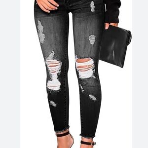 Mossimo Supply Co. Black Distressed Skinny Jeans